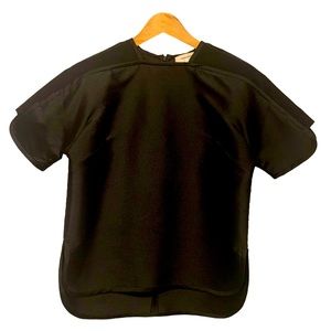 Carven Silk Blend Taffeta Top  - Black